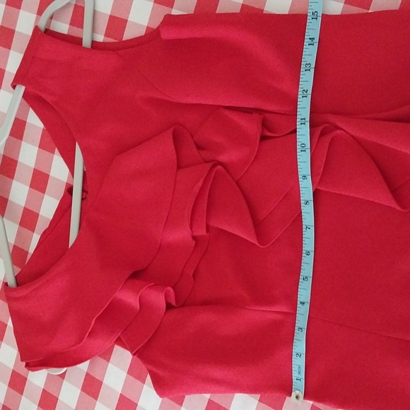 Calvin Klein Red Ruffle Sheath Dress - Picture 4 of 7